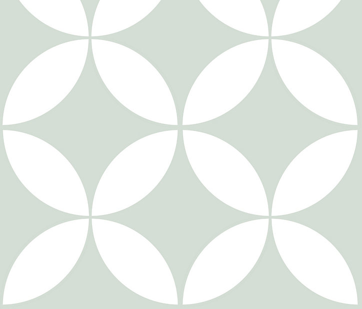 Lot de 6 carreaux adhesifs Draeger la carterie fleur vert L.15 x l.15 cm