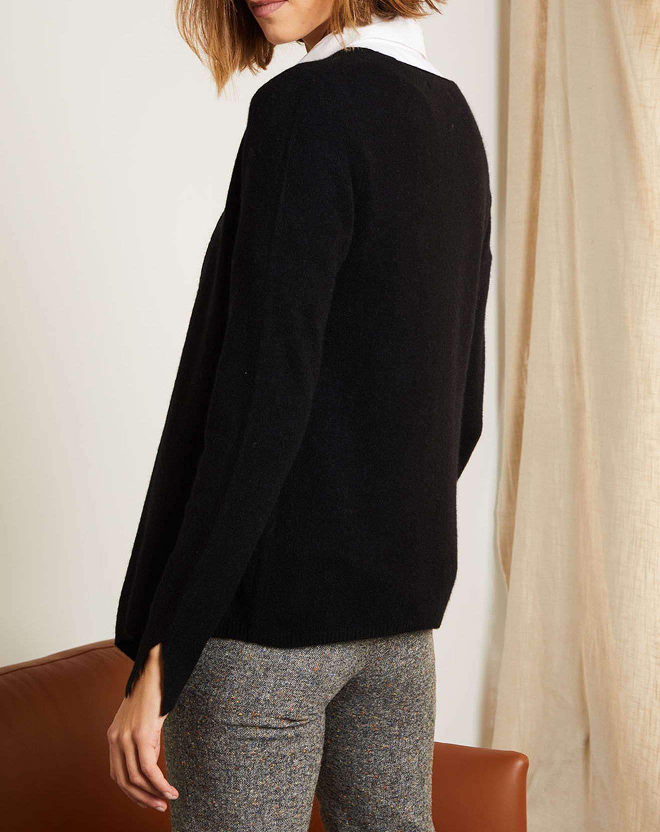 Miss Cashmere Gilet 100% Cachemire col châle noir