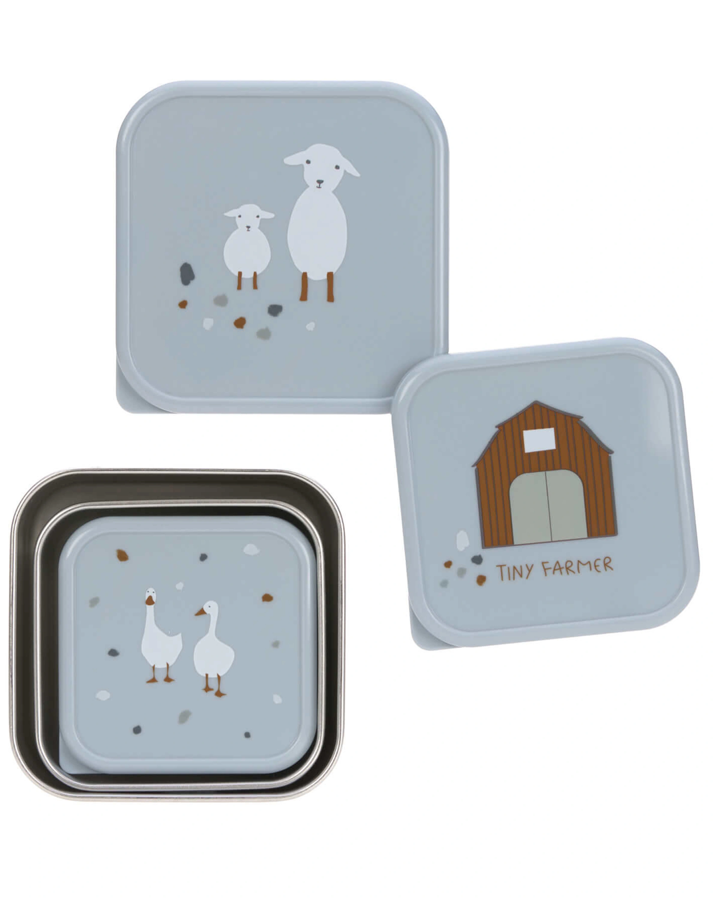 Snackbox TINY FARMER 3er-Set in blau