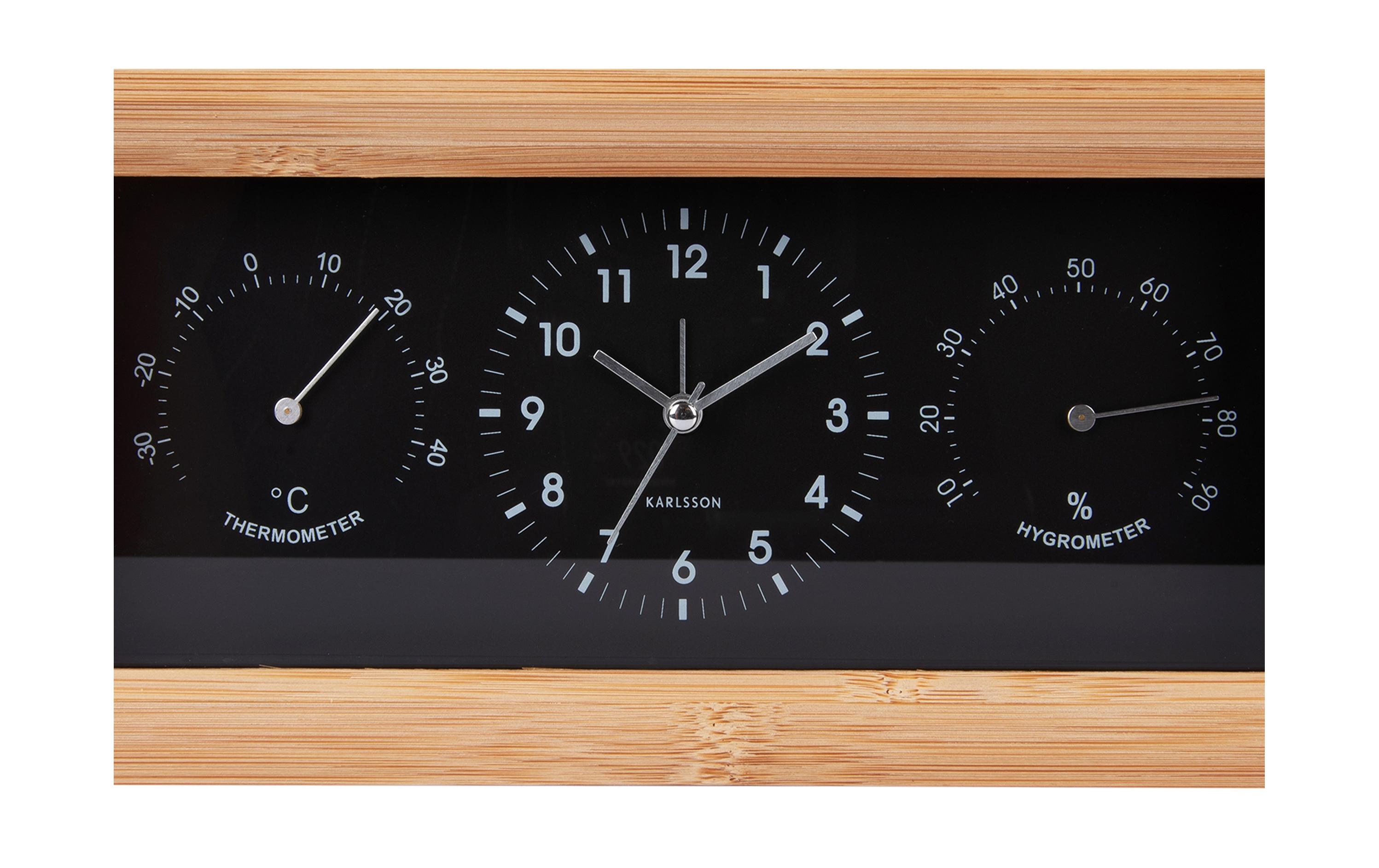 Klassischer Wecker Neat Rectangle Bambus / SchwarzBambuswecker