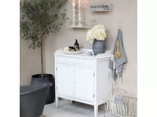 Meuble d'appoint buffet en bois blanc antique 83 x 41 x 91.5 cm