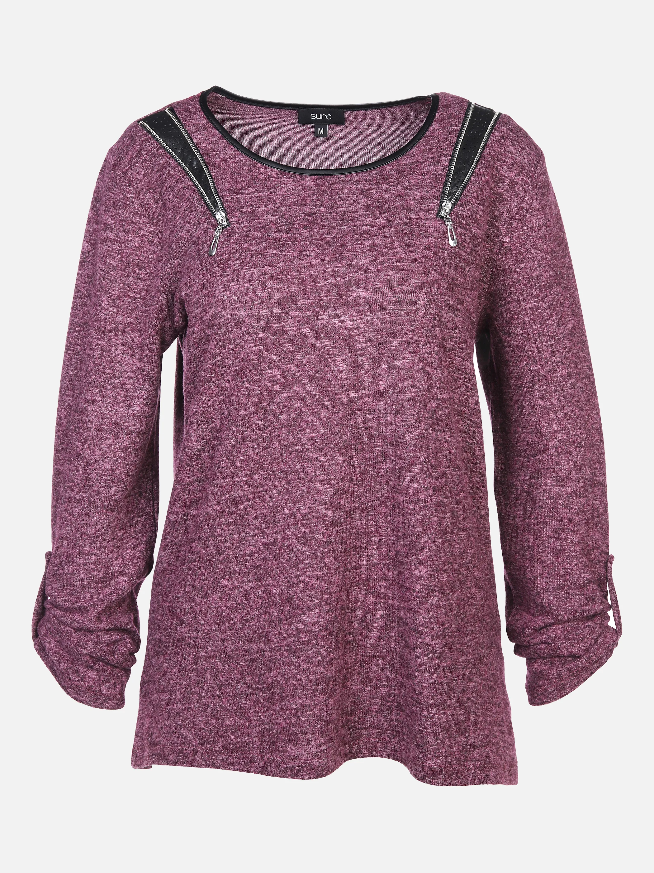 Damen Flauschshirt mit Reißverschluss-Detail