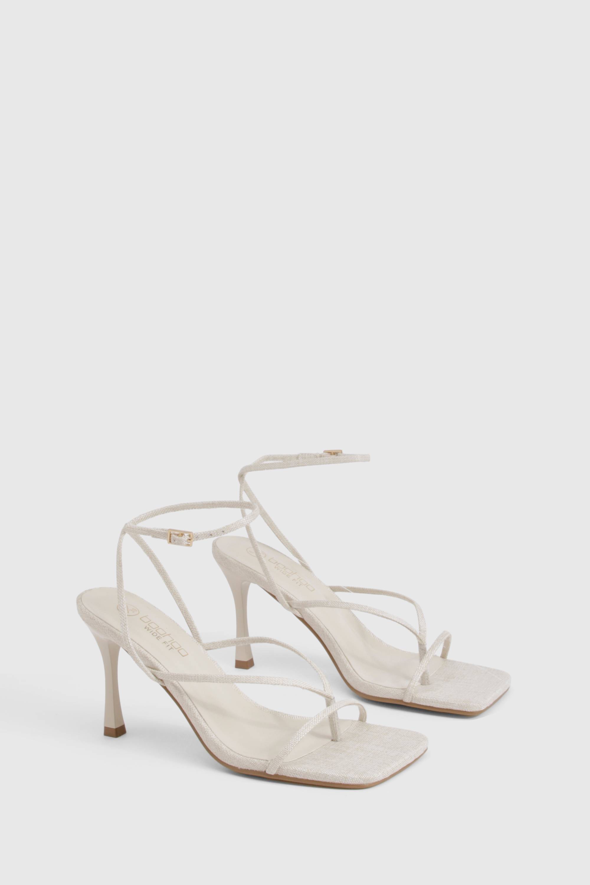 boohoo Talons compensés en lin à bride ouverte pour orteils larges