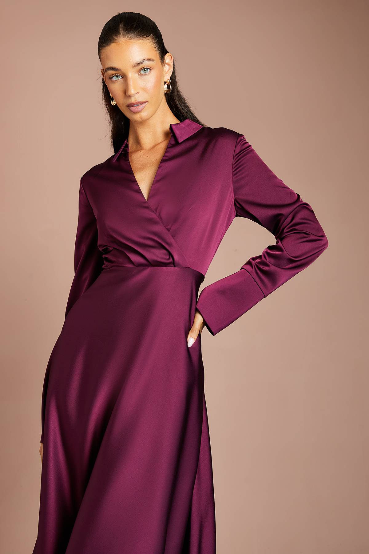 Coast Robe Longue Satinée À Encolure Cache-cœur