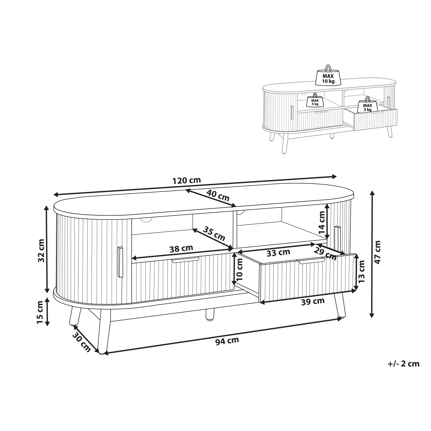 Beliani - SELAH - TV-meubel - Lichthout - MDF