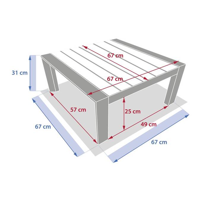 Table basse de jardin carrée ÉVASION Graphite & Honey