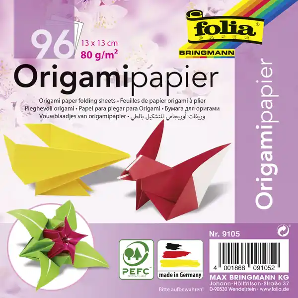 Origamipapier, sortiert