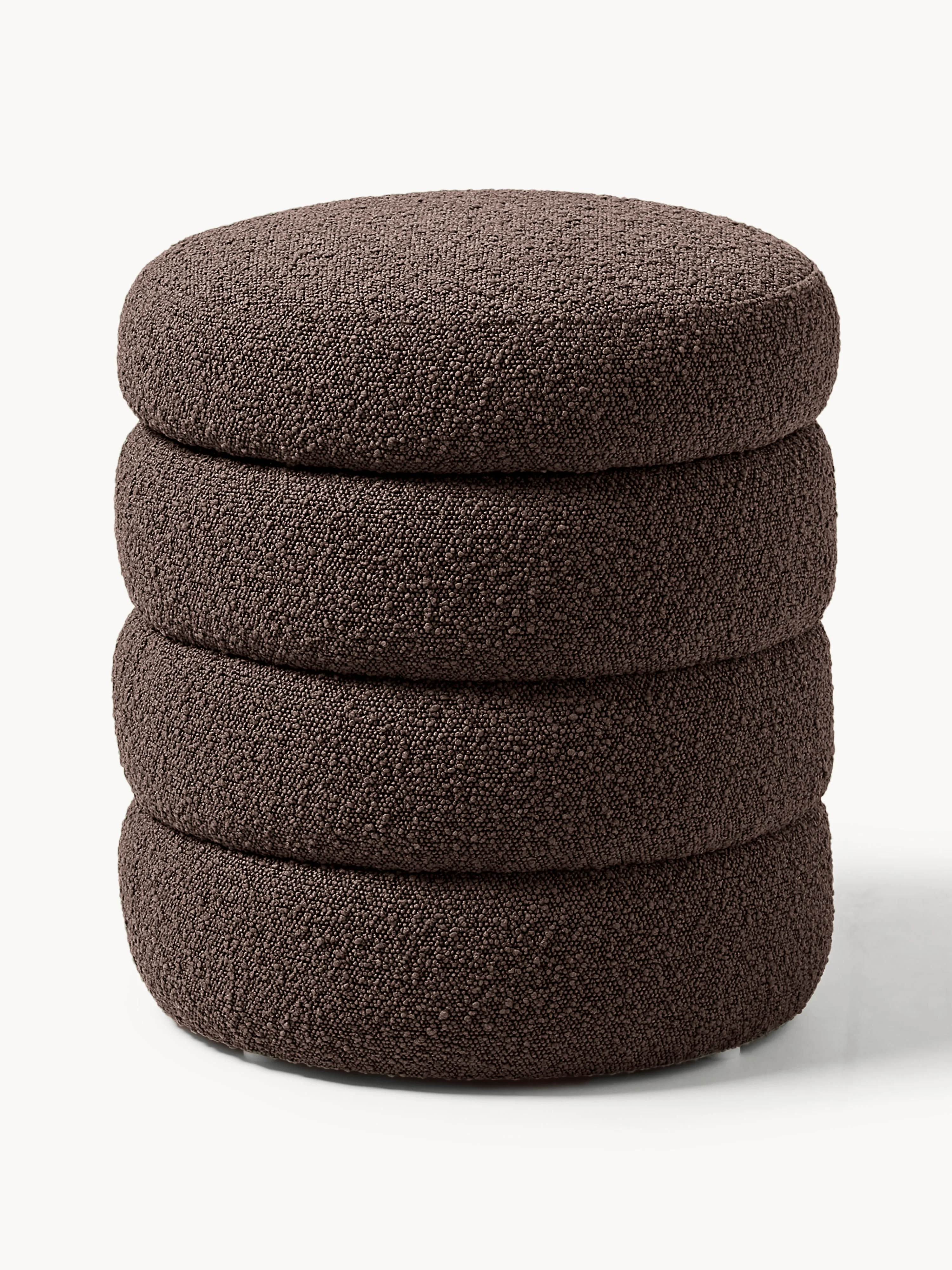 Bouclé poef Alto met opbergruimte