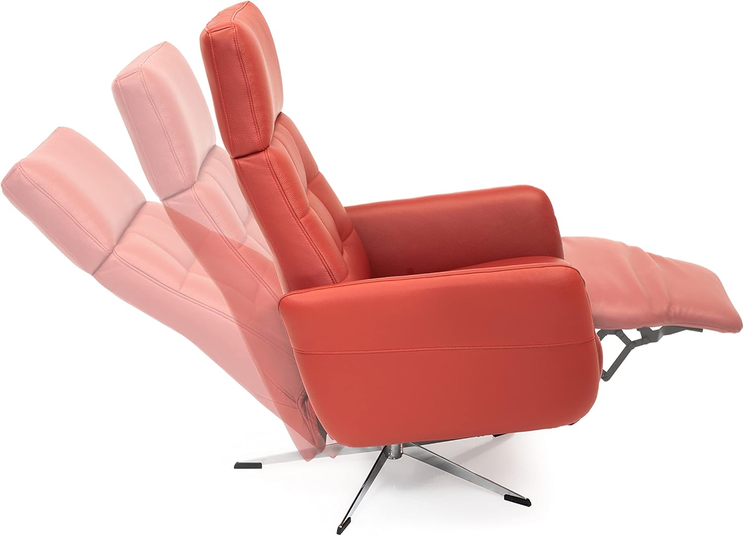 TV-Sessel Sessel Bosse / Drehbarer Relax-Sessel mit stufenloser Rückenverstellung und ausklappbarem Fußteil / Herz-Waage-Position / 74 x 107 x 90 / Leder Rot