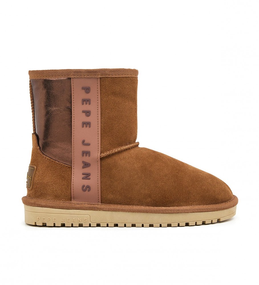 Botas de tornozelo de couro marrom Pepe Jeans Diss Bass