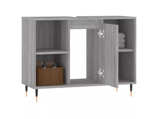 Armoire salle de bain sonoma gris 80x33x60 cm bois d'ingénierie