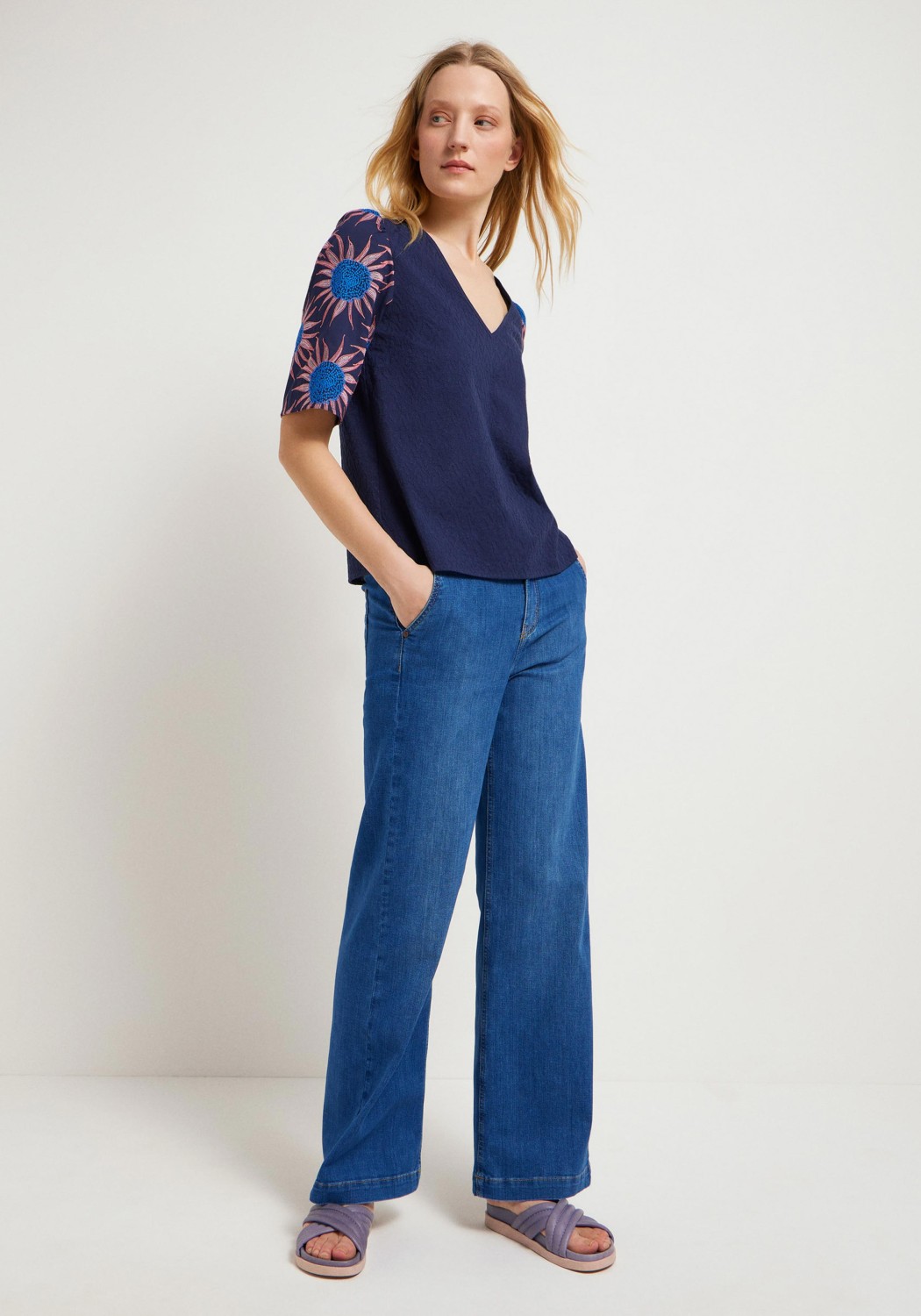 Lanius Bluse mit Stickerei Night Blue