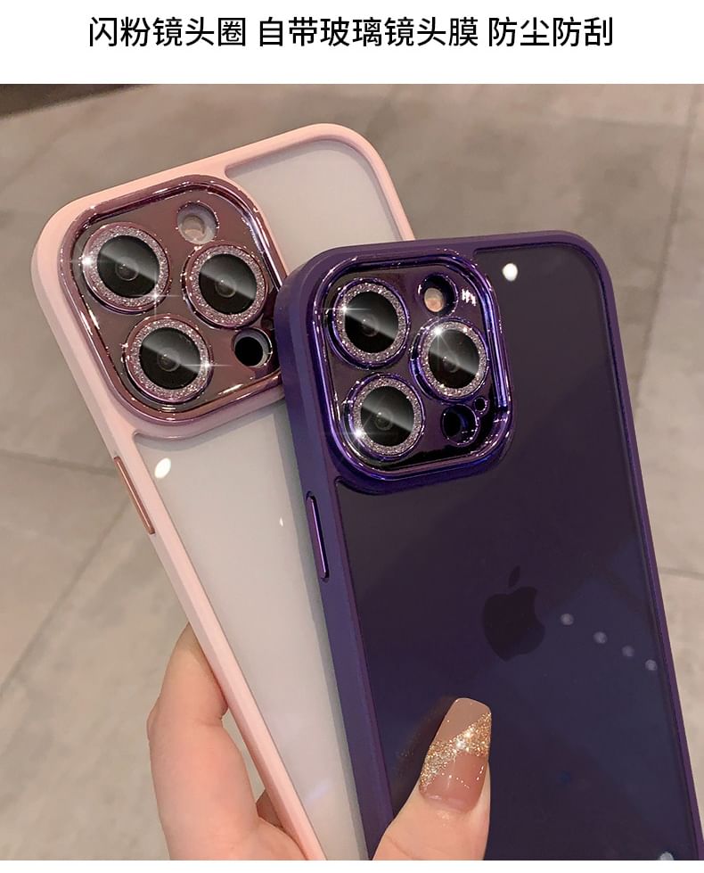 fairliea - Glitter Lens Protection Telefoonhoesje - iPhone 16 Pro Max / 16 Pro / 16 Plus / 16 / 15 Pro Max / 15 Pro / 15 Plus / 15 / 14 Pro Max / 14 Pro / 14 Plus / 14 / 13 Pro Max / 13 Pro / 13 / 13 Mini