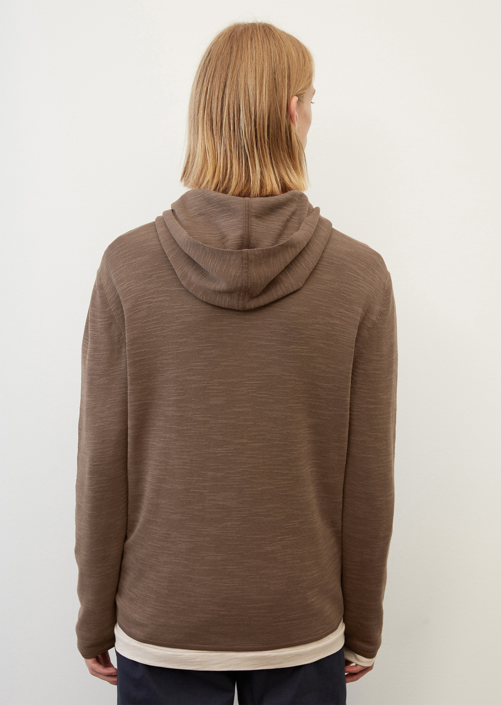 Sportiver Hoodie-Cardigan regularaus Baumwolle-Schurwolle-Mix