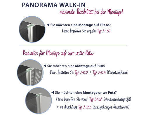 Breuer Panorama douchewand 1000x2000 mm echt glas satijnglans chroomlook 3450005030005
