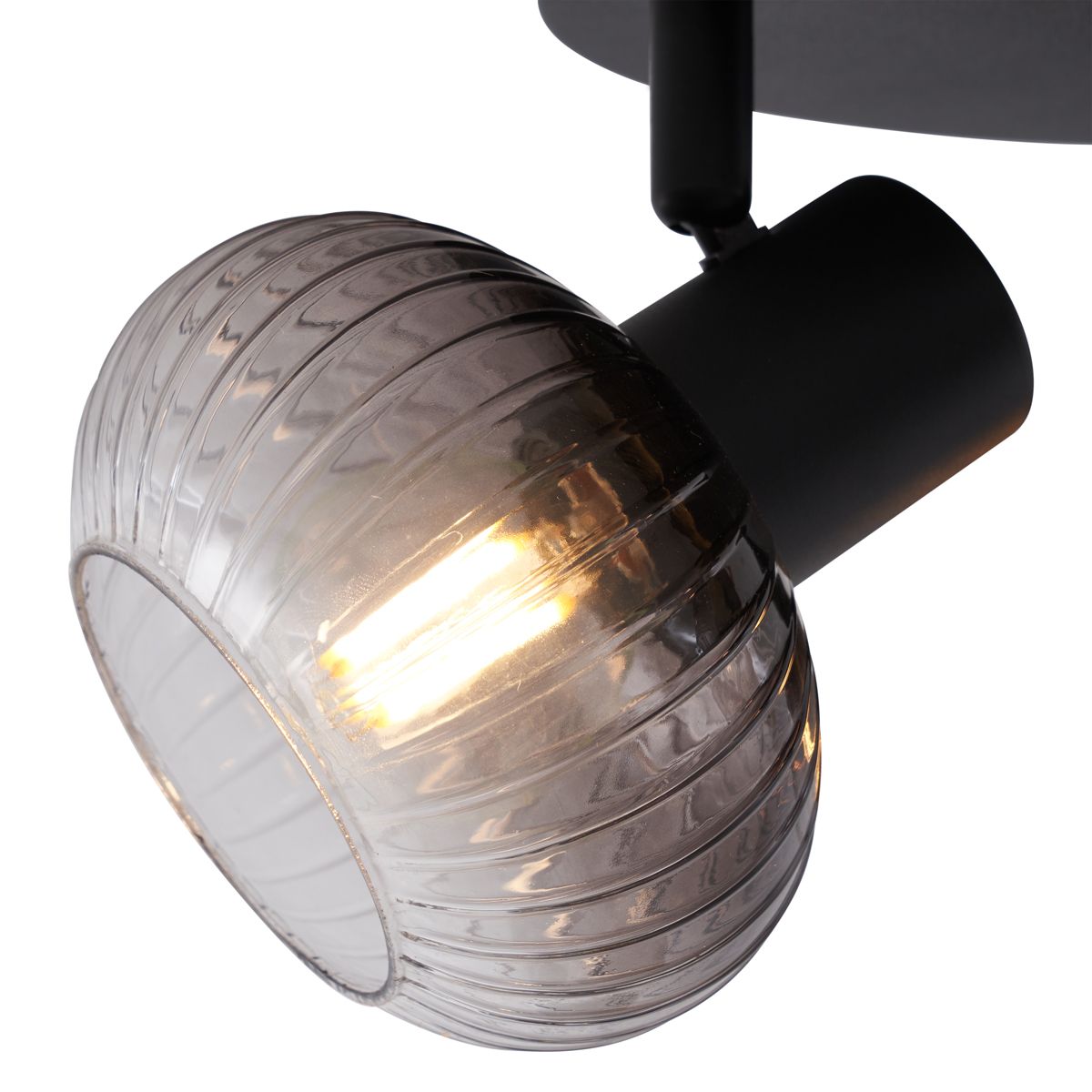 Moderne plafondspot zwart met smoke glas rond 3-lichts - Teddy