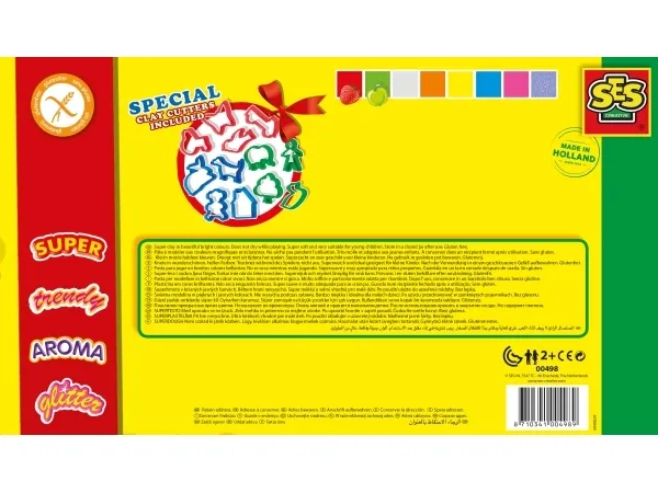 SES Modellervoks - 8 ass. farver med confetti og glimmer