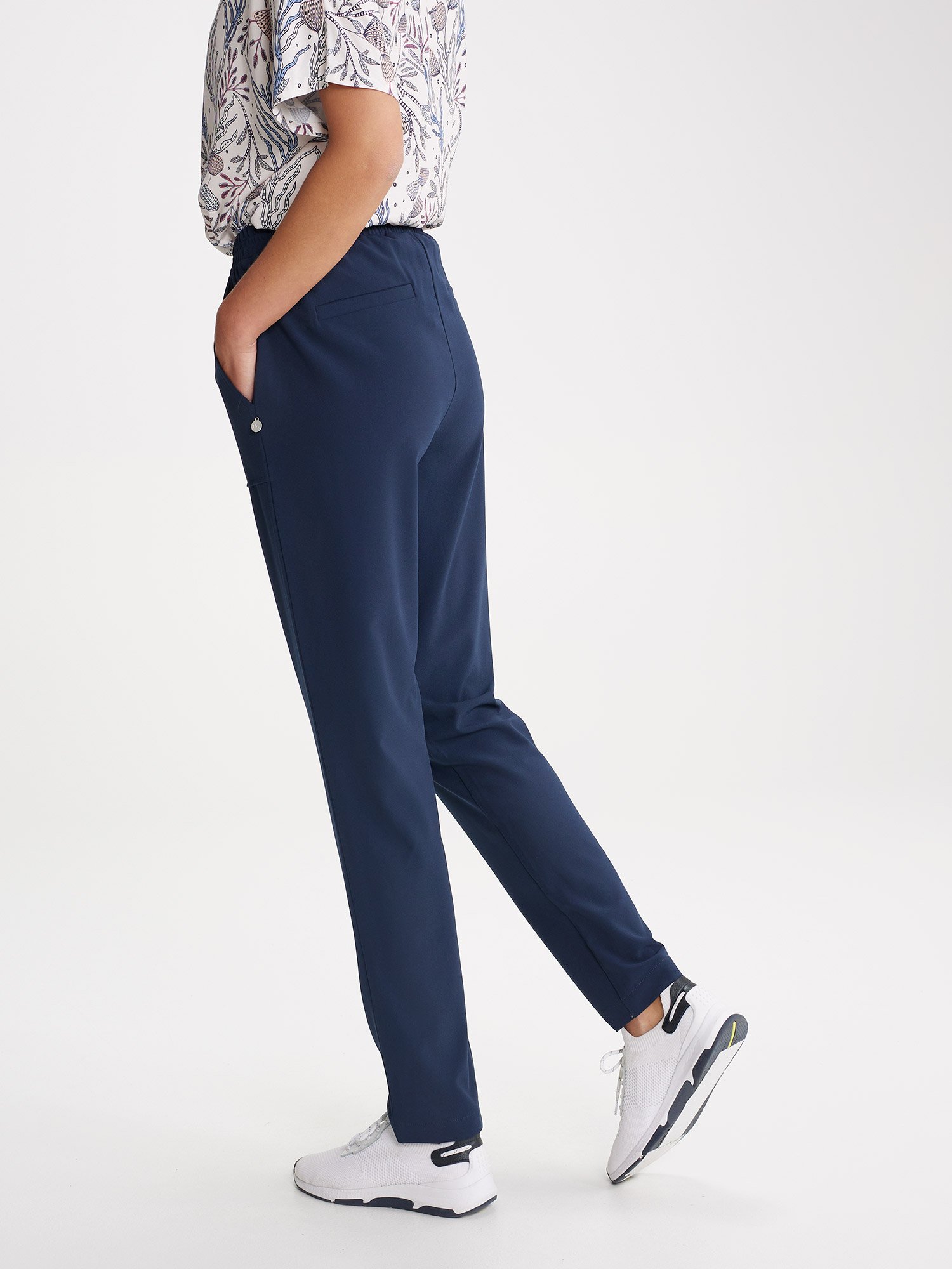 Pantalon Femme Stretch ceinture Elastiquée Marine
