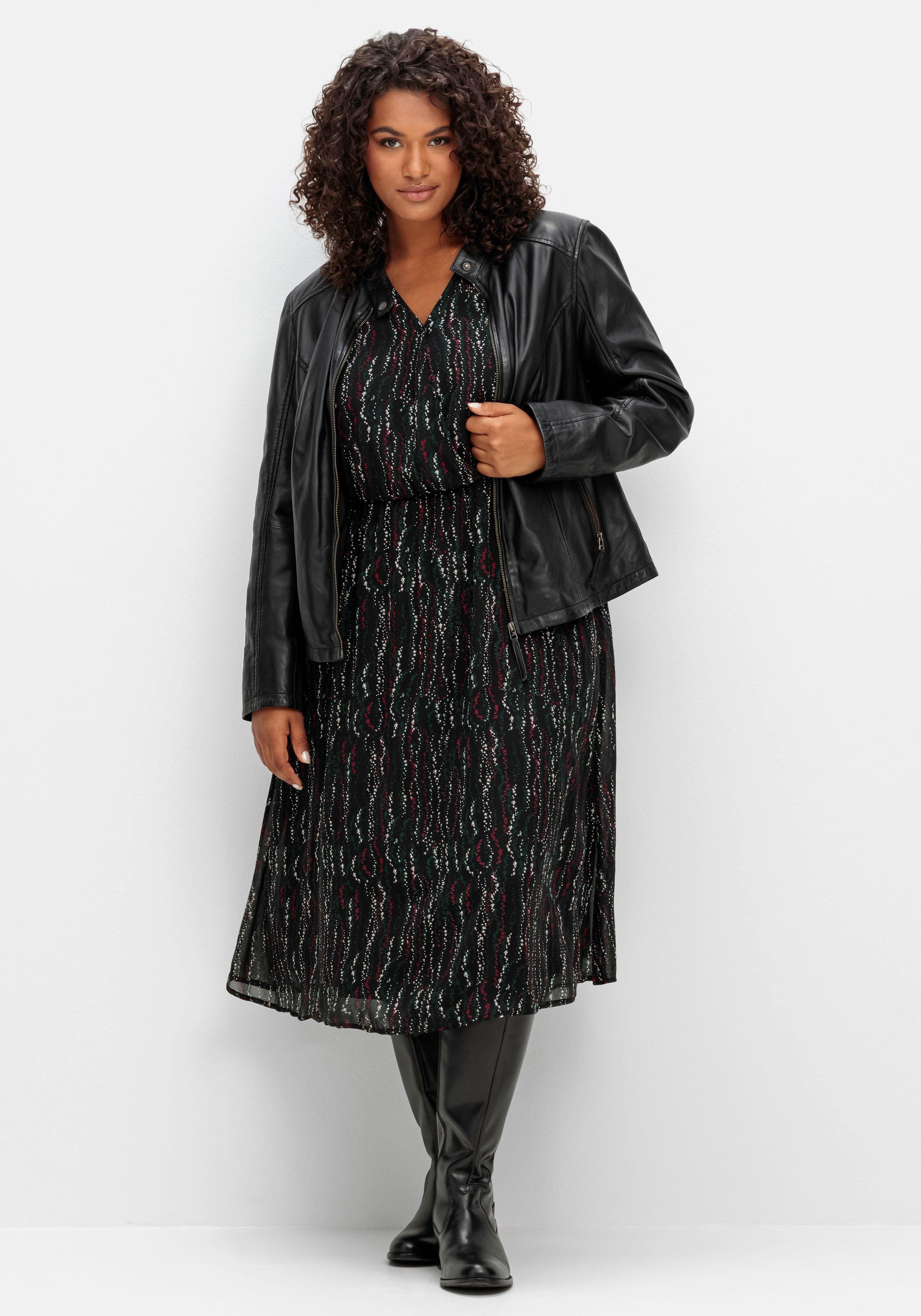 Chiffonkleid mit Alloverprint, in Wickeloptik