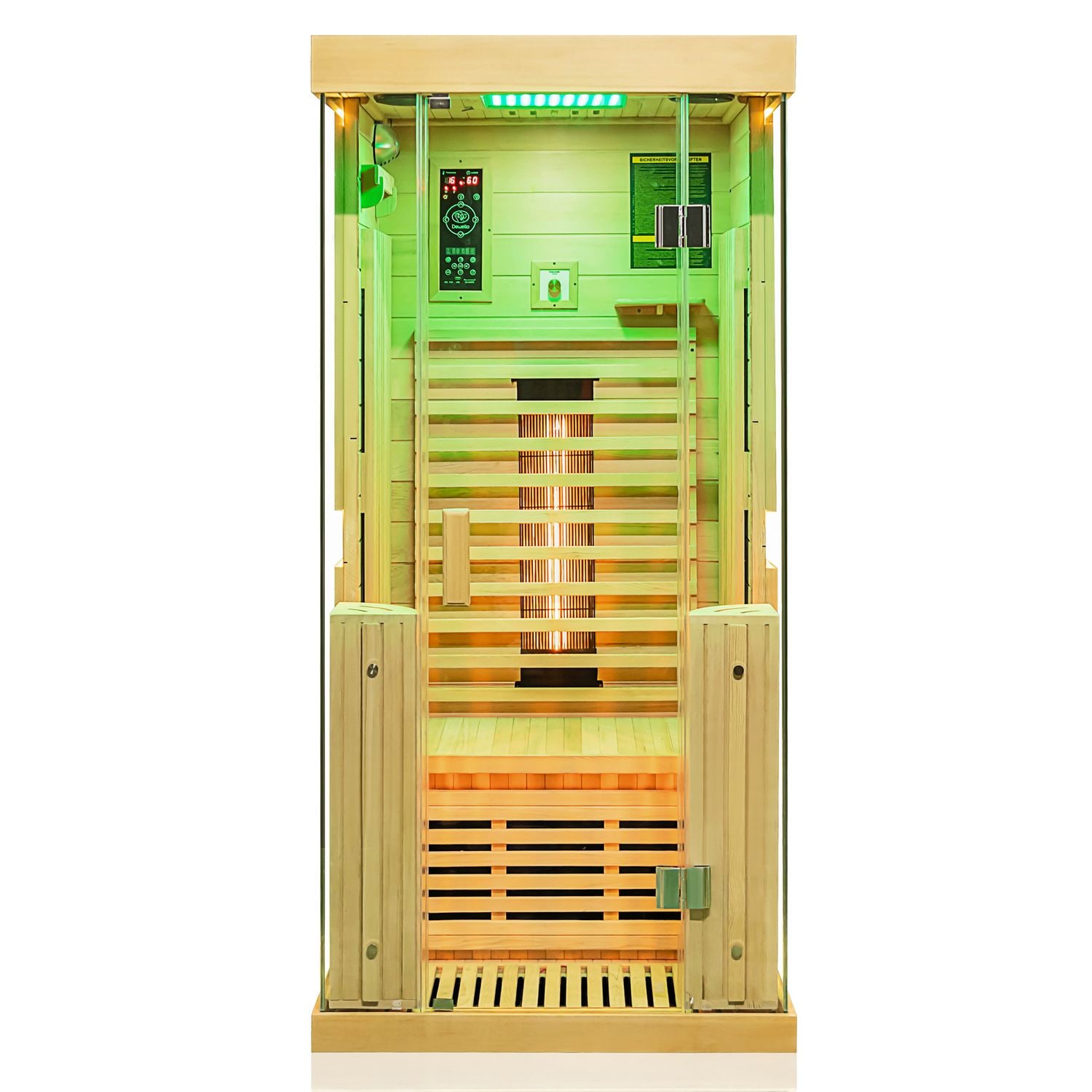 Dewello® Infrarotkabine Infrarotsauna KINGSTON 90cm x 90cm inkl. 3 Vollspektrumstrahler, 4 Karbonstrahler, Farblicht,LED