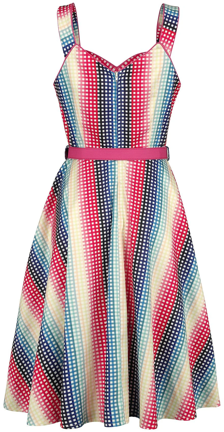 Robe Évasée Serene Rainbow Gingham | Voodoo Vixen Robe mi-longue