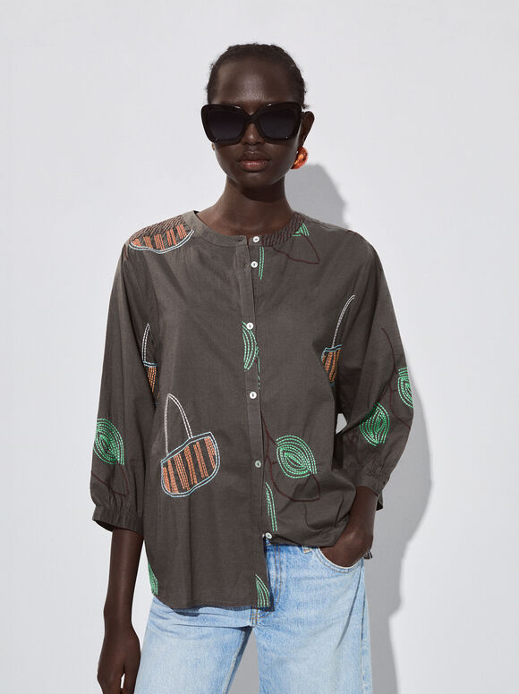Camisa bordada - Multicolorida