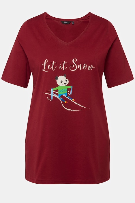 Weihnachts-Shirt, Panda, Classic, V-Ausschnitt, Halbarm