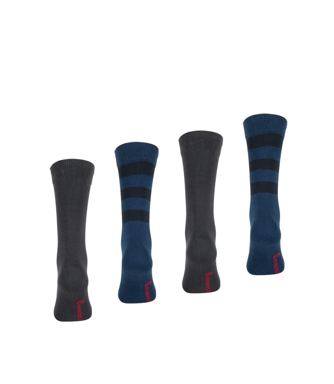 Lot de 4 paires de chaussettes mi-hautes Coton Peigné homme Fait en France
