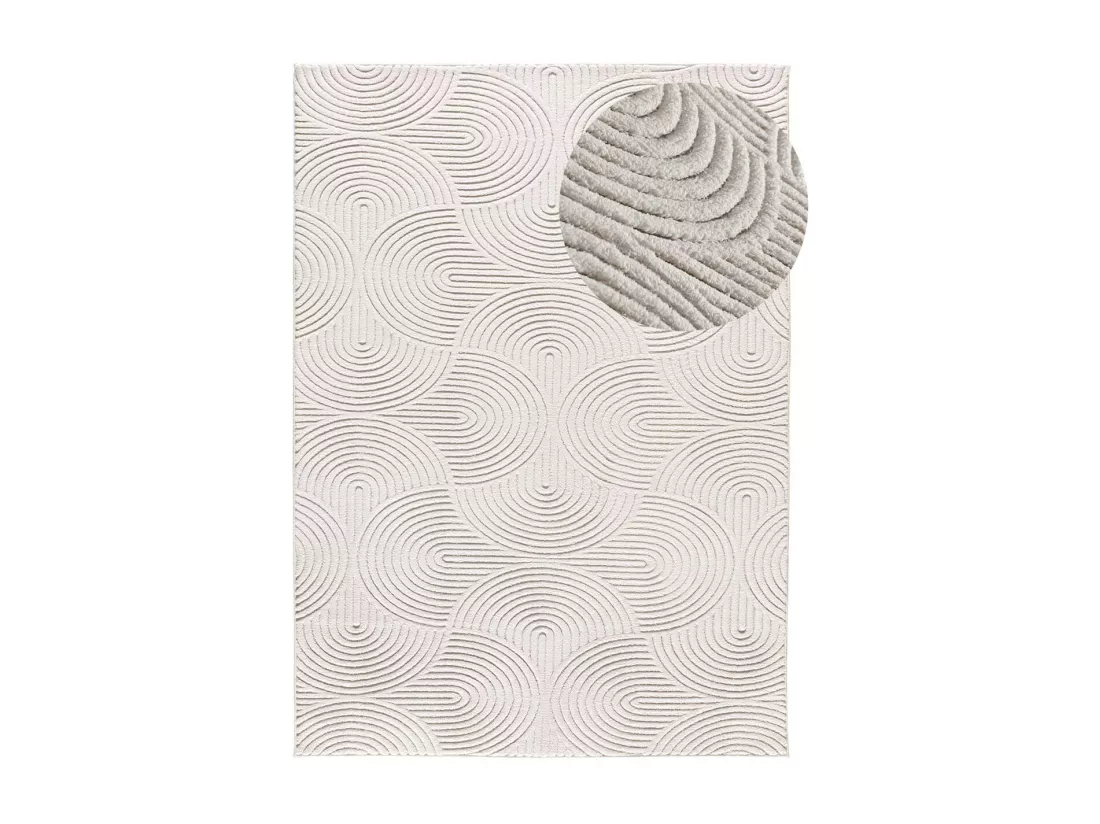 Tapis intérieur - géometrique avec relief - crème - 80 x 150 cm - ESTILO