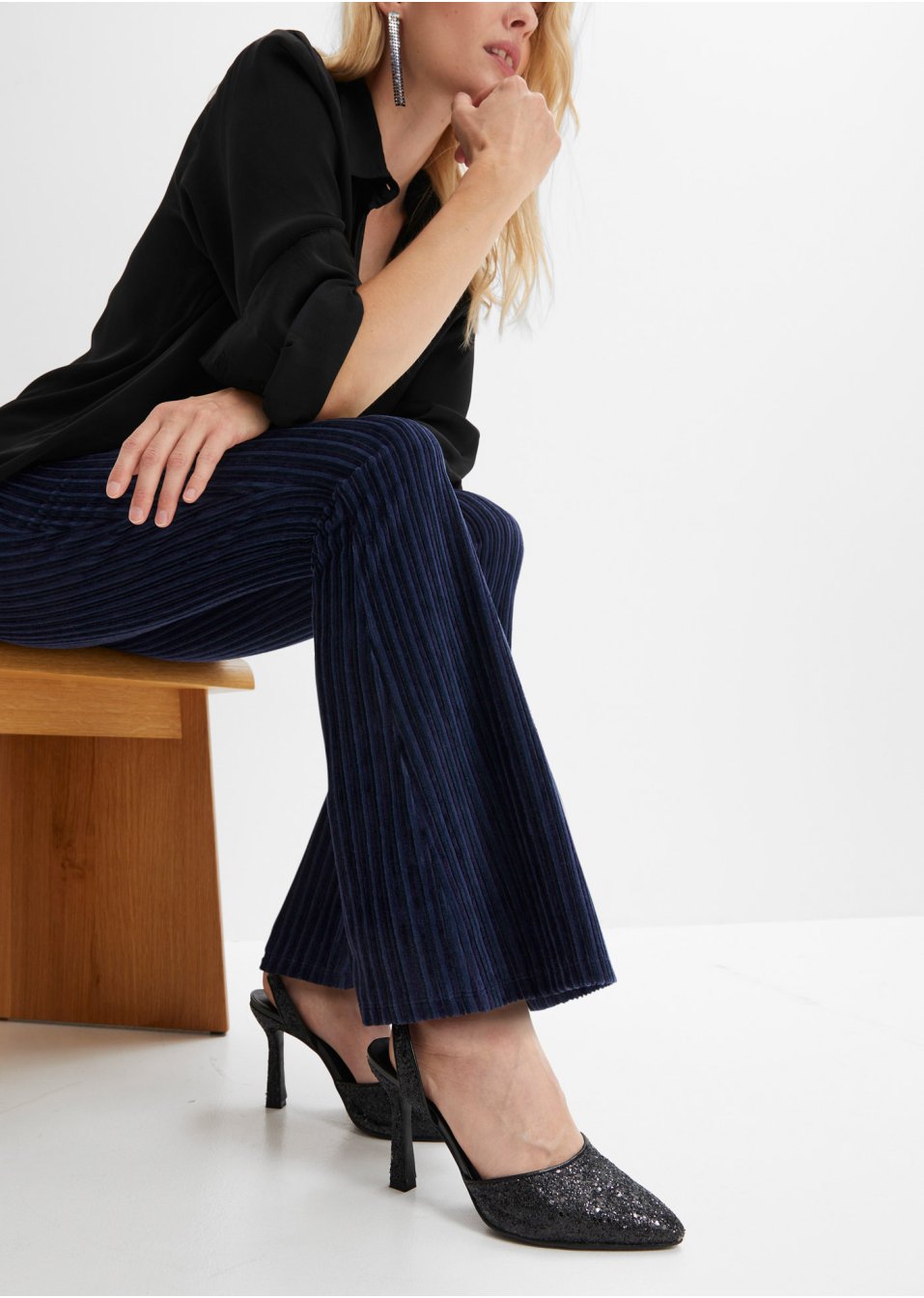 Pantalon évasé en velours