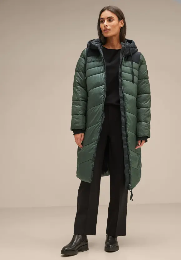 Materialmix Wintermantel - dark verdant green