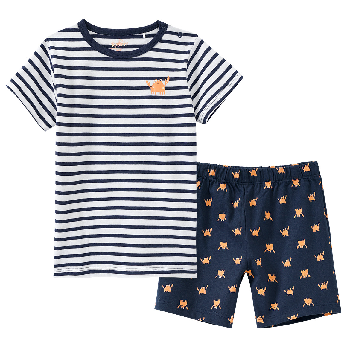 Topomini Baby Shorty mit Krabben-Motiven dunkelblau / weiss