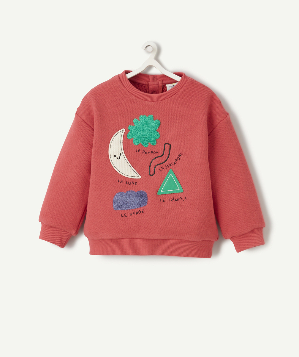 SWEAT BÉBÉ GARÇON EN FIBRES RECYCLÉES ROSE AVEC PATCH
