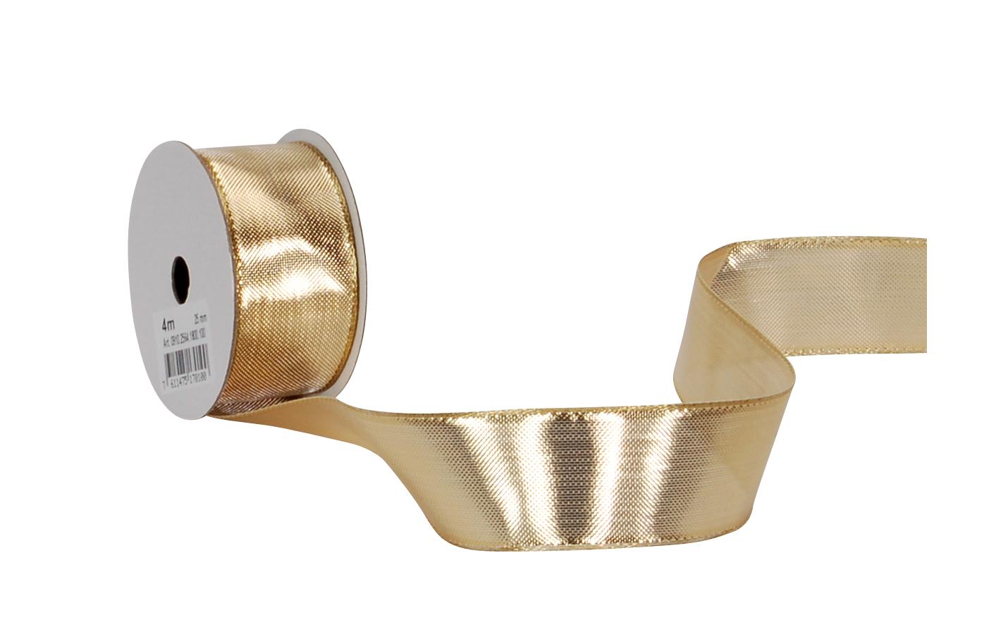 Geschenkband Monte Carlo 25 mm x 4 m, GoldStoffband zum Verpacken von Geschenken