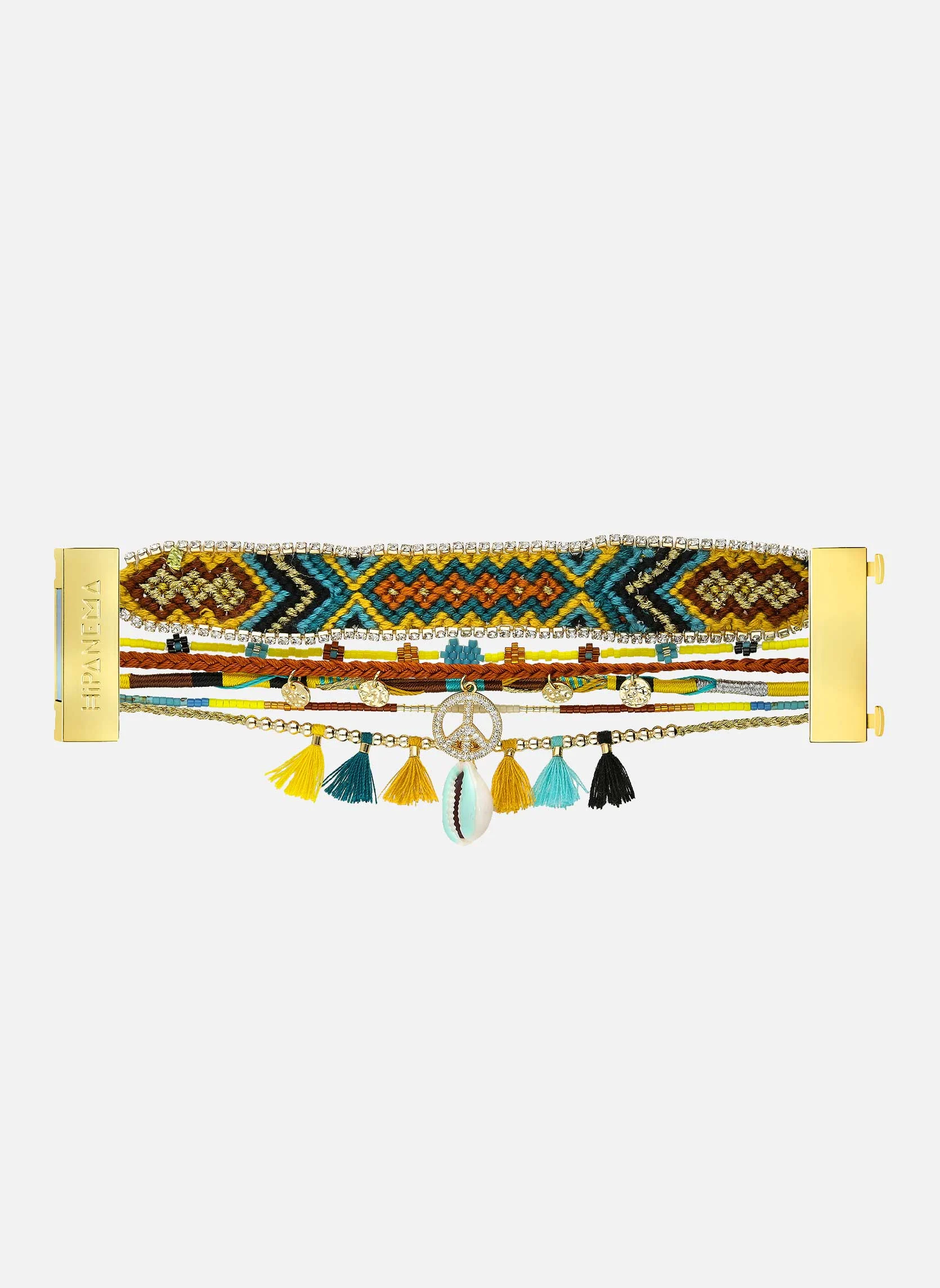 PEACEMAKER - Bracelet multiliens avec fermoir aimanté en perles | Marron