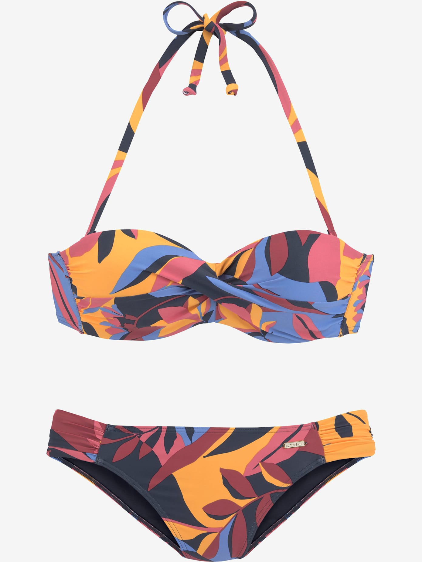 Maillot de bain bandeau à armatures imprimé abstrait