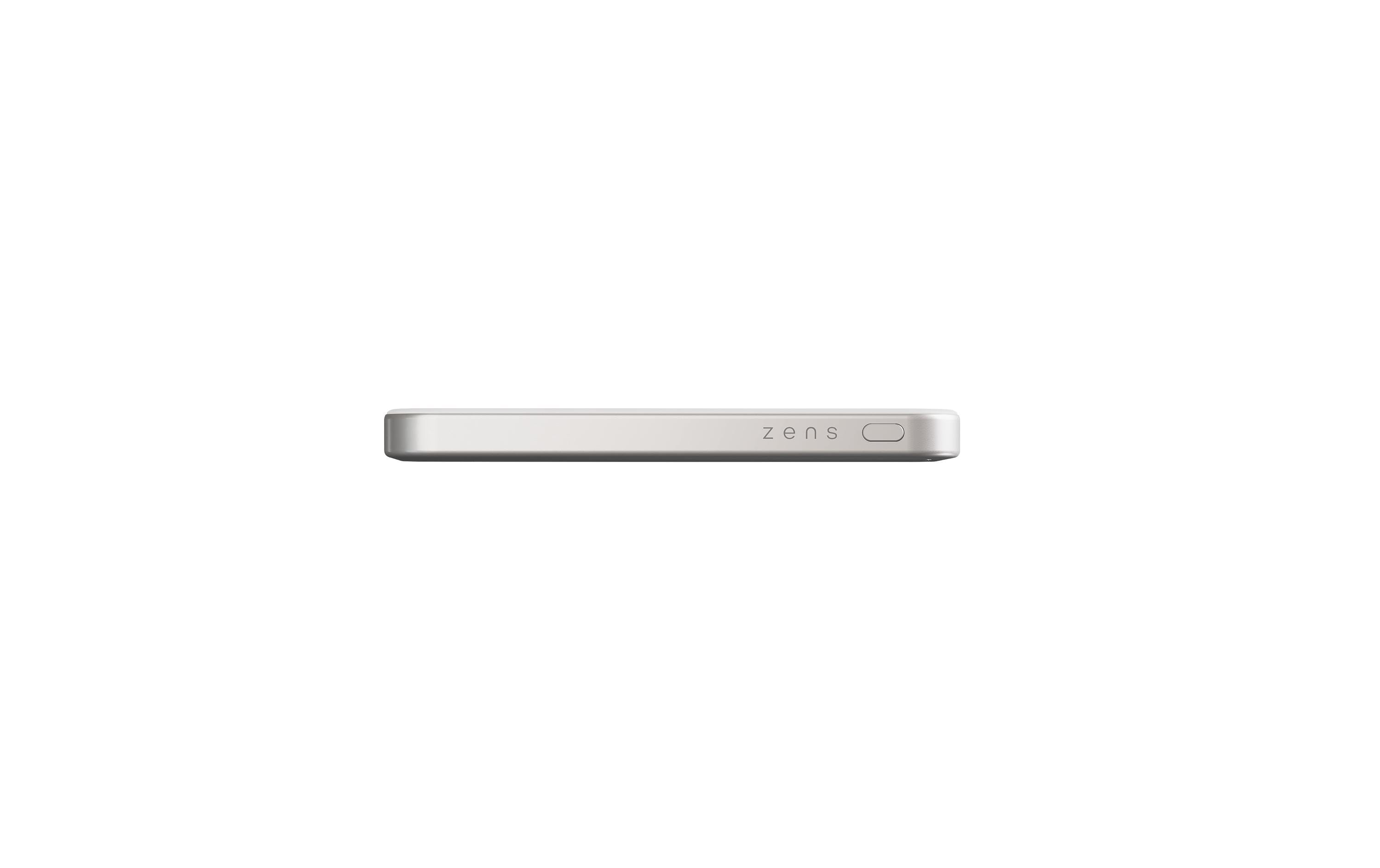 Powerbank Pro 1 Slim 5000 mAhZENS Pro 1 Slim 5000 mAh Kabelloses Aufladen Weiss