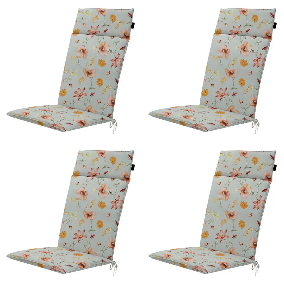 Madison - Tuinstoelkussen Hoge Rug Florina orange - Ca. 120x50 cm - Set van 4