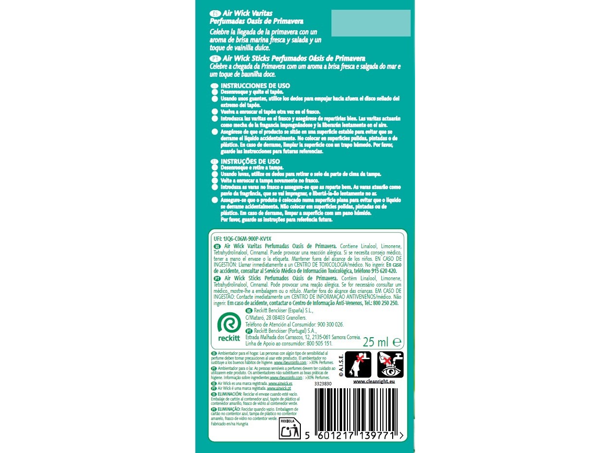 AMBIENTADOR STICKS AIRWICK OÁSIS DE PRIMAVERA 25ML
