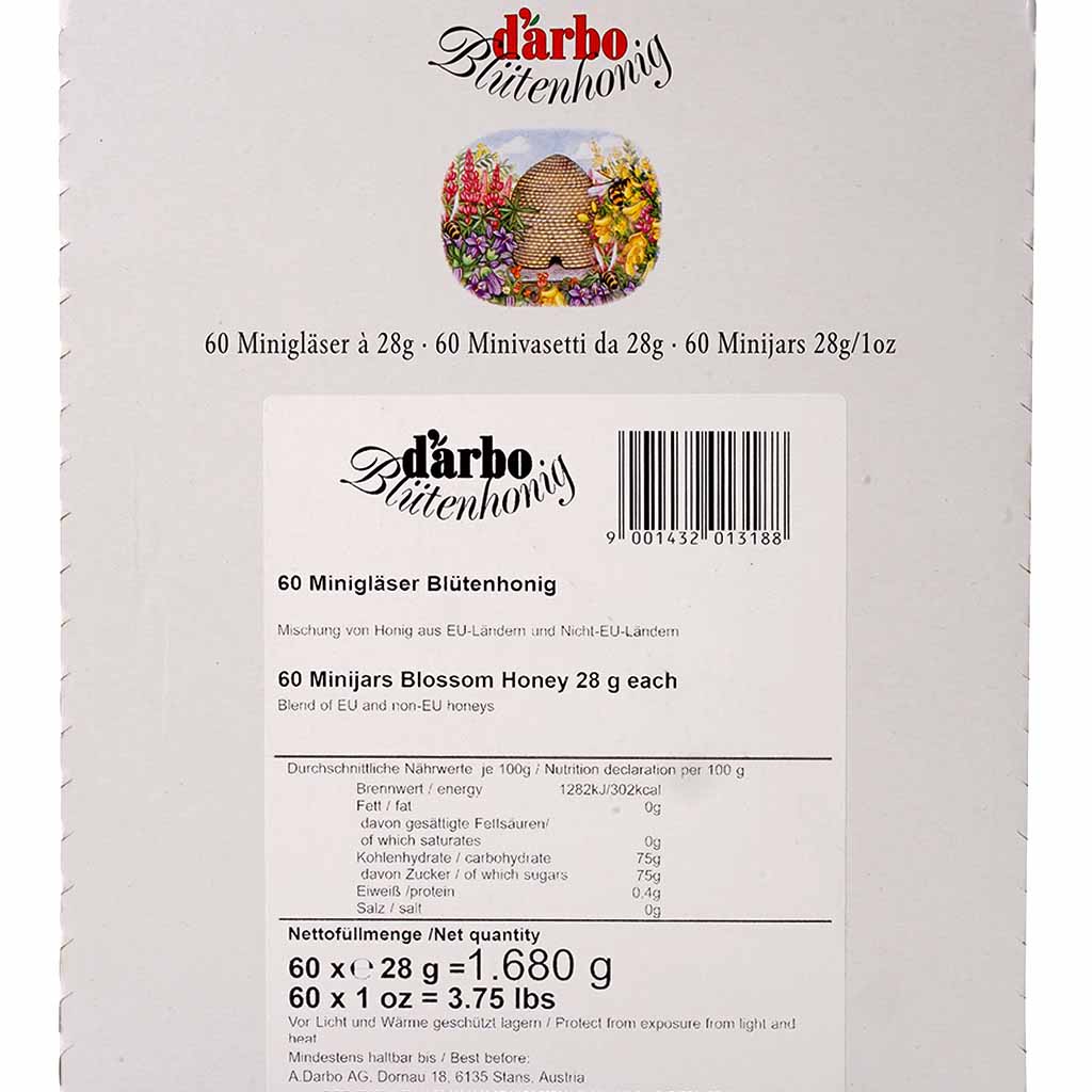 Darbo Blütenhonig Minigläser 60x28g=1680g MHD:22.10.26