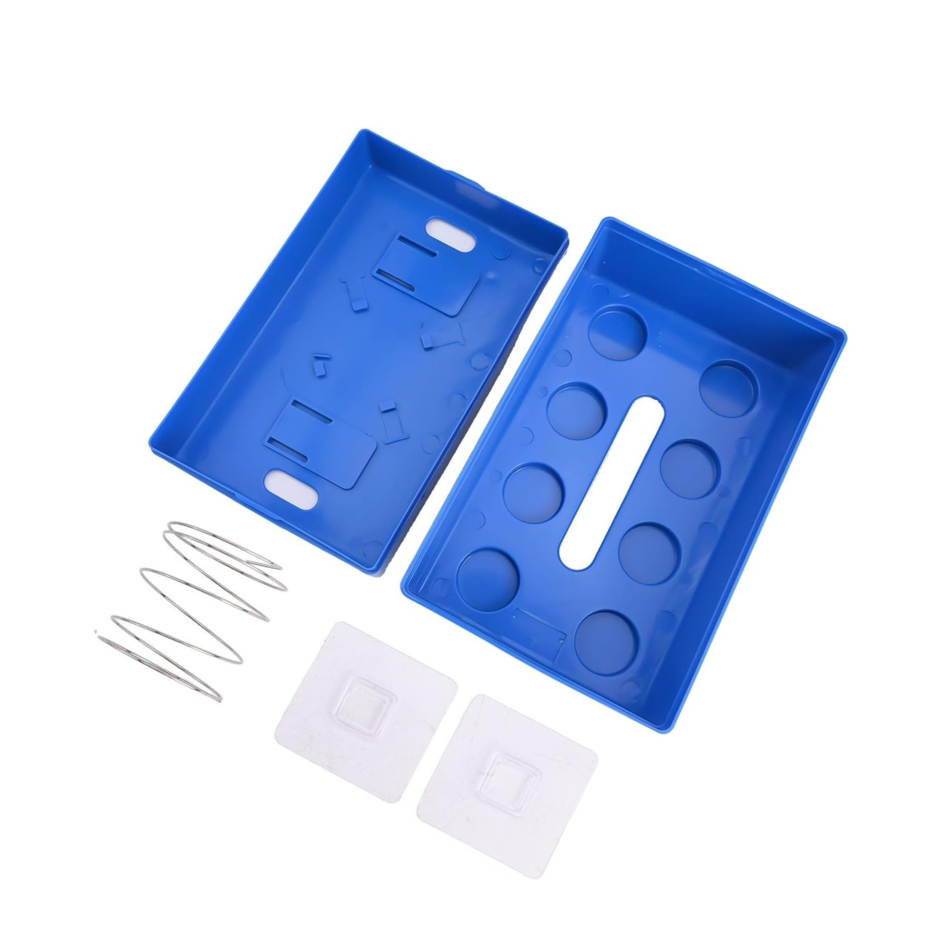 (20x8cm) Klemmbaustein Taschentuch Spender Nastuch Dispenser Kosmetik Tuch Aufbewahrungs Box mit Selbstklebender Wand Halterung - Blau