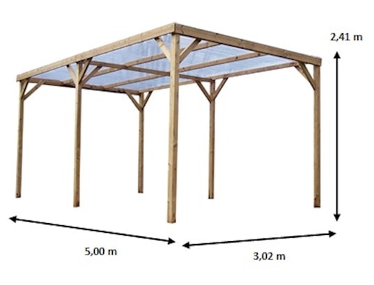 HABRITA - Pergola fabriquée en bois massif traité - dimensions 3,00x5...