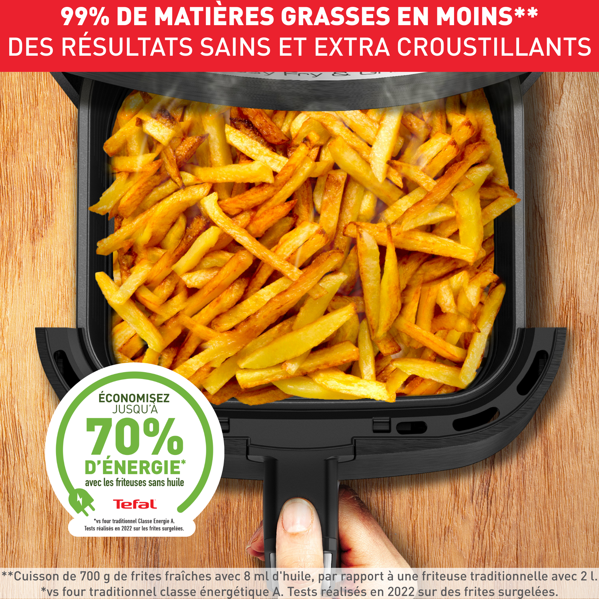 Easy Fry & Grill, Friteuse sans huile 4,2L (6 pers.), air fryer, grill, 8 prog.,