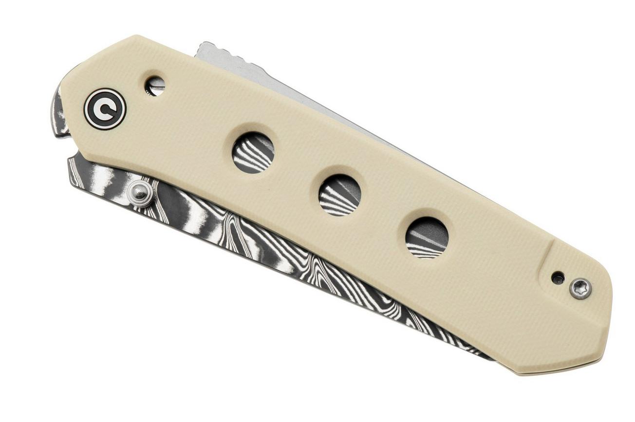 Civivi Vision FG, C22036-DS1, Damascus, Ivory G10, zakmes, Snecx Tan design