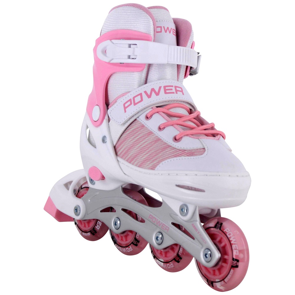 Verstellbare pinke Inline-LED-Skates, Größe UK 5-7