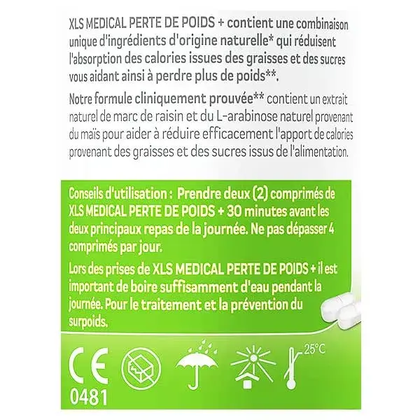 XLS Medical Redutor de Gordura e Açúcar para Emagrecimento - 120 Comprimidos