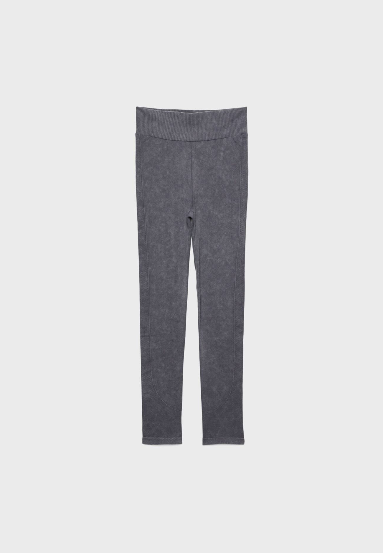 Leggings franzidas com efeito desbotado
