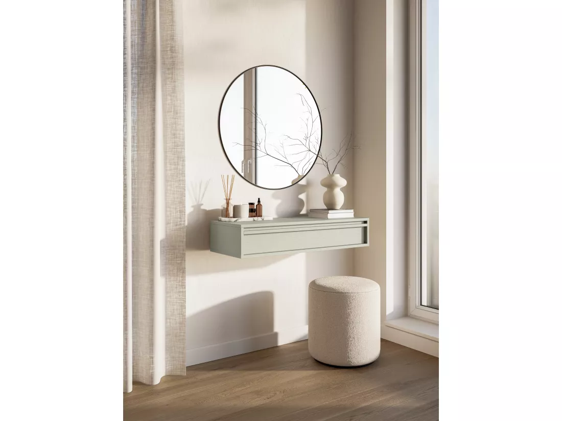 Table console - 90 cm - avec tiroir - suspendu - vert sauge - EVO