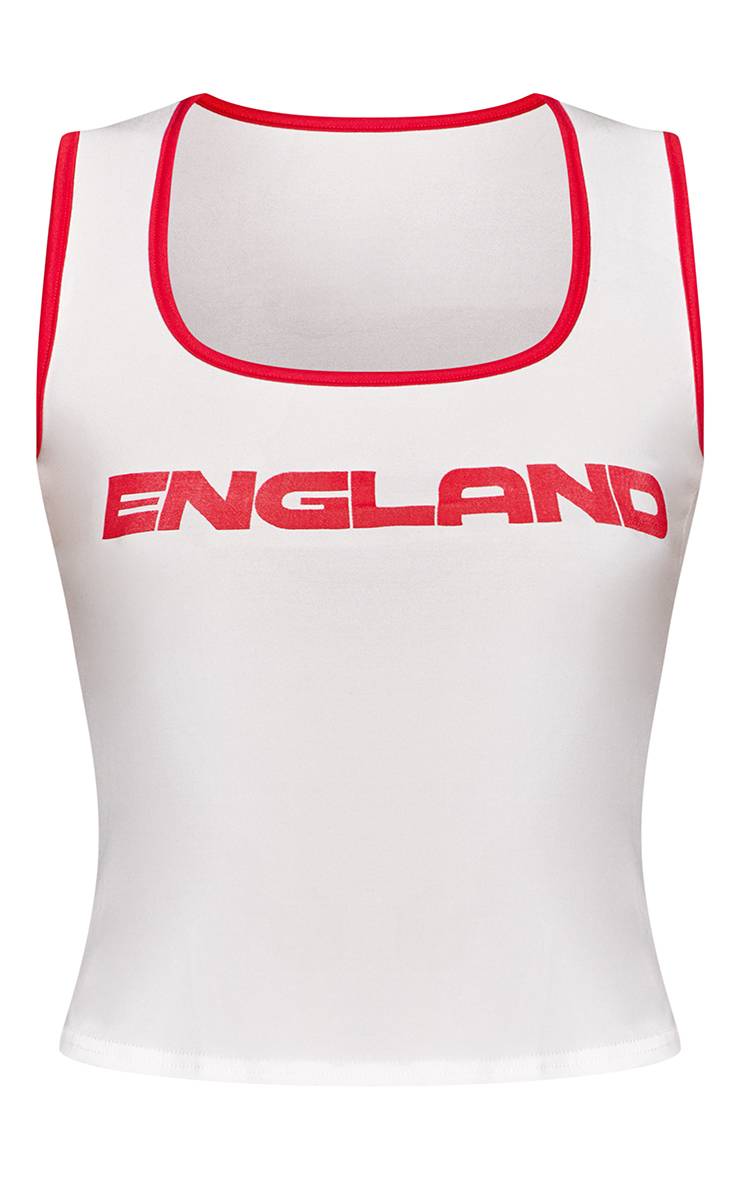 Blanc Débardeur De Football Angleterre Avec Détails Graphiques Et Bordure Contrastante
