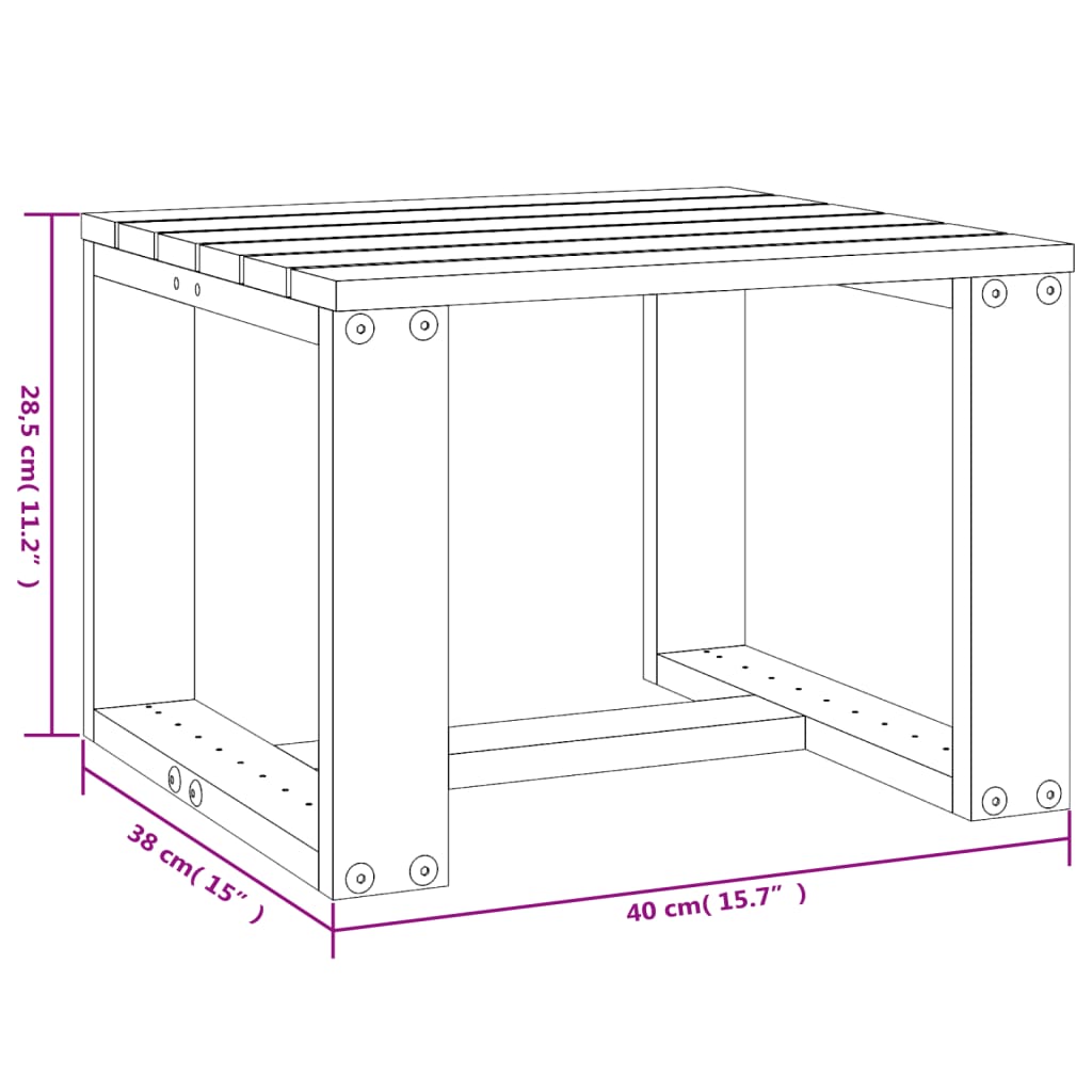Table d'appoint de jardin gris 40x38x28,5 cm bois massif de pin